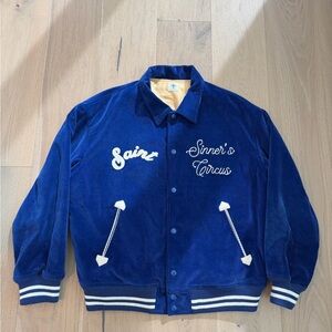Saint Michael sinner’s circus corduroy jacket bomber varsity blue sz XL